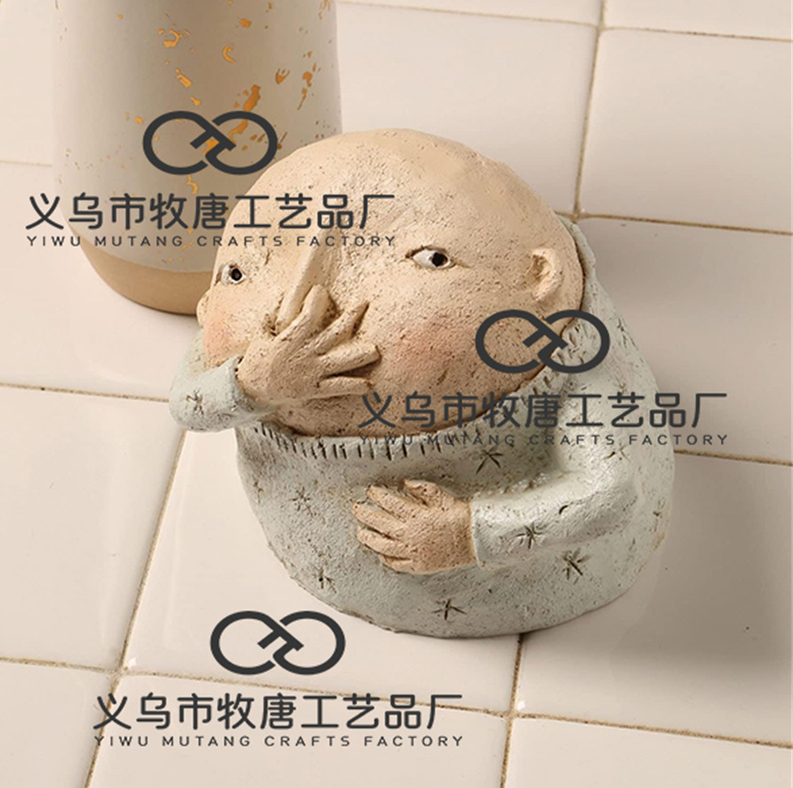 Picture of Cross-Border New Personalized Girl Boy Pinch Nose Statue Bathroom Coarse Sculpture Resin Ornaments Decorative Couple Gift