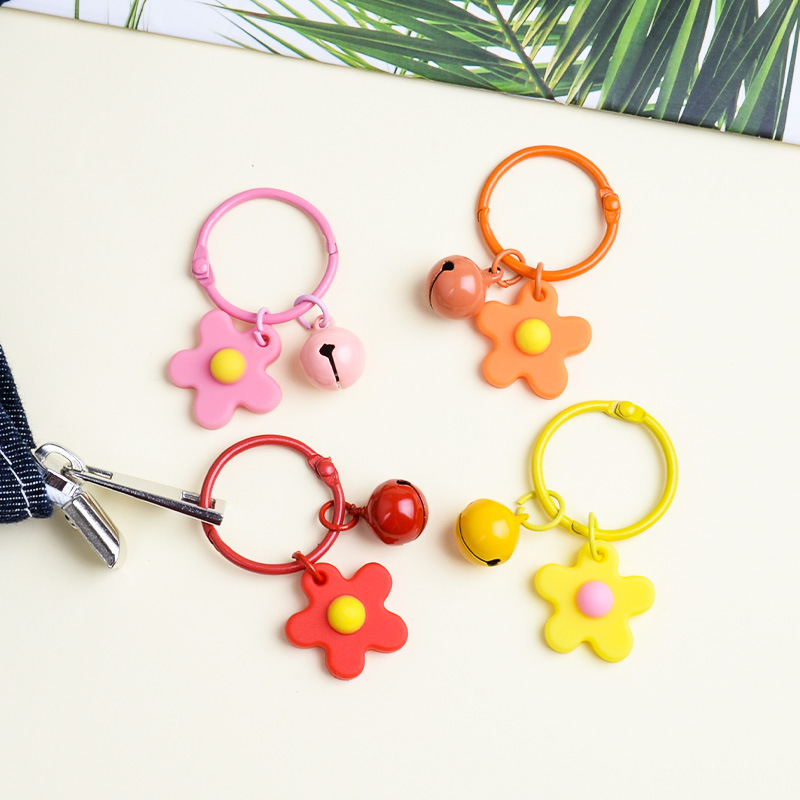 Picture of Korean Style Hyun-a Small Fresh Color Small Flower Bell Keychain Tanabata Gift Key Ring Bag Women's Hanging Accessories