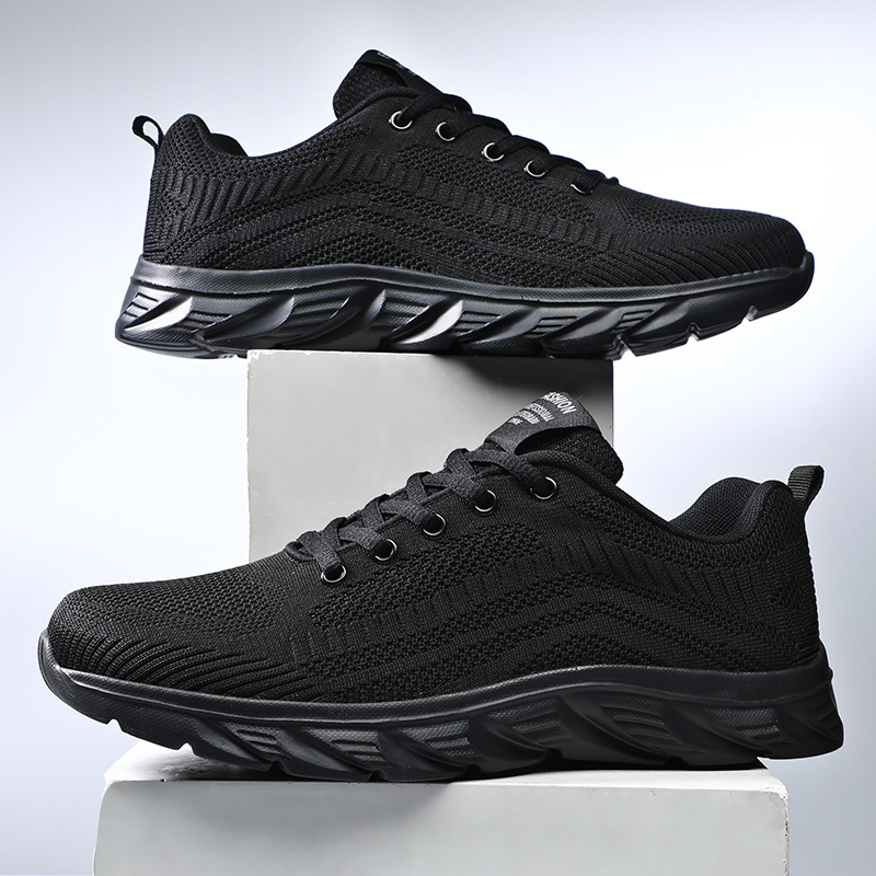 Cross-Border New Men's Shoes Extra Large Size 45-46 Ultra-Light Fly Woven Breathable Lightweight Wish Export Soft-Soled Running Shoes