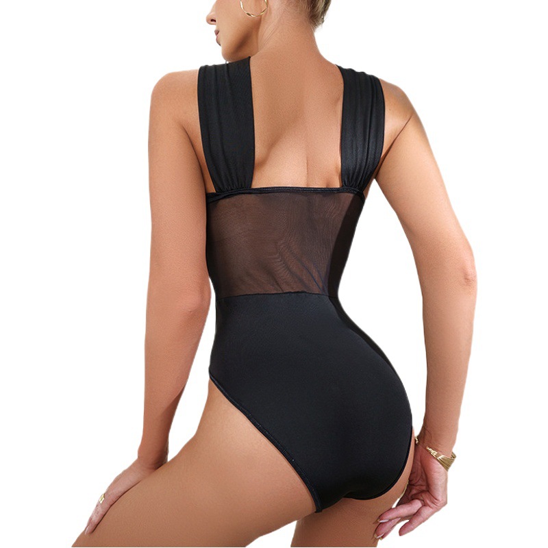Cross-Border Shapewear Mesh See-Through Hot Girl Underwire Bodysuit Amazon Halter Neck Hollow-Out Bodysuit Shapewear Tight-Fitting