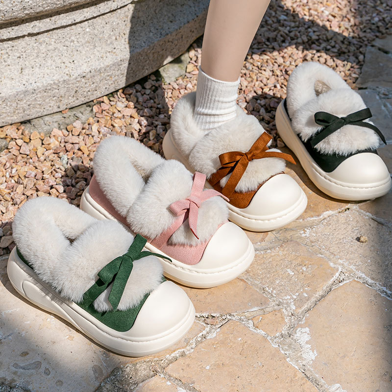 2024 New Style Cotton Shoes Women's Winter Indoor Home Home Warm Cartoon Fashion Outer Wear Thick Sole Wear-resistant Autumn and Winter