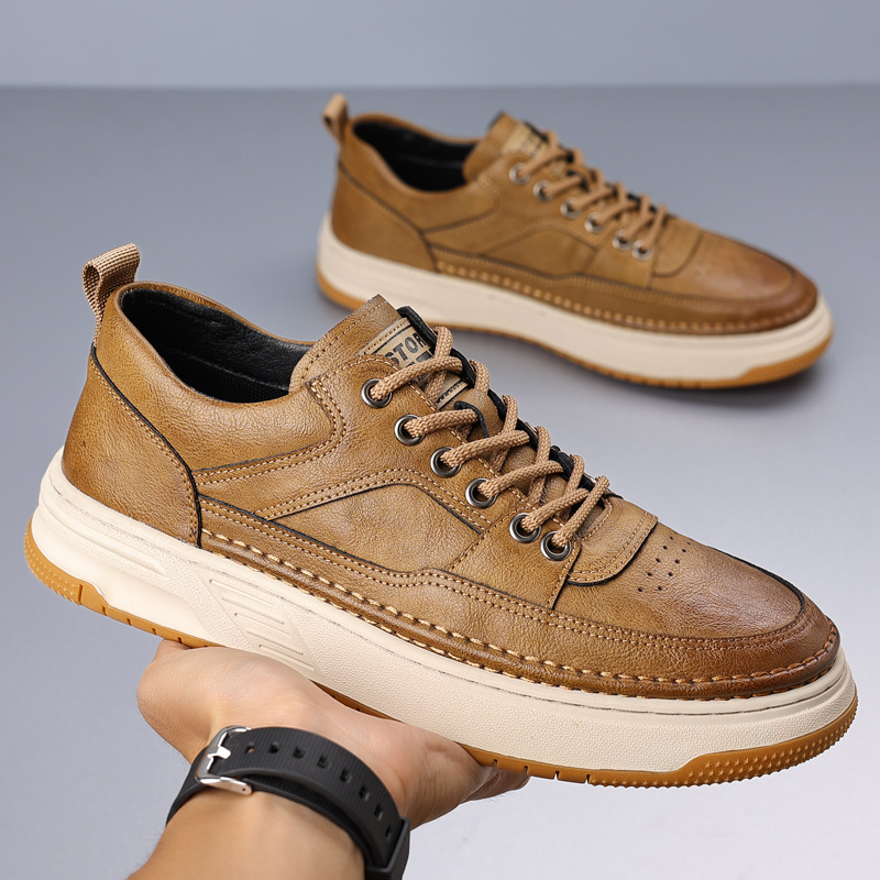 Men's shoes retro fashion flippers men's 2024 autumn low British style casual shoes tide a generation of hair