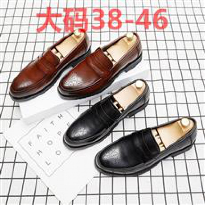 Spring British Slip-on Korean Style Fashionable Breathable Hair Stylist Shoes Casual Thick Sole Height Increasing Leather Shoes for Men Cross-border
