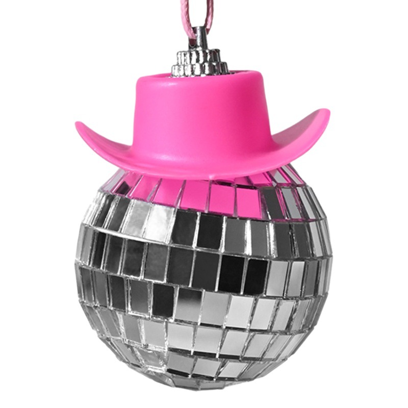New Cowboy Hat Mirror Ball Disco Ball Home Party Car Pendant Glass Reflective Laser Ball Decorations