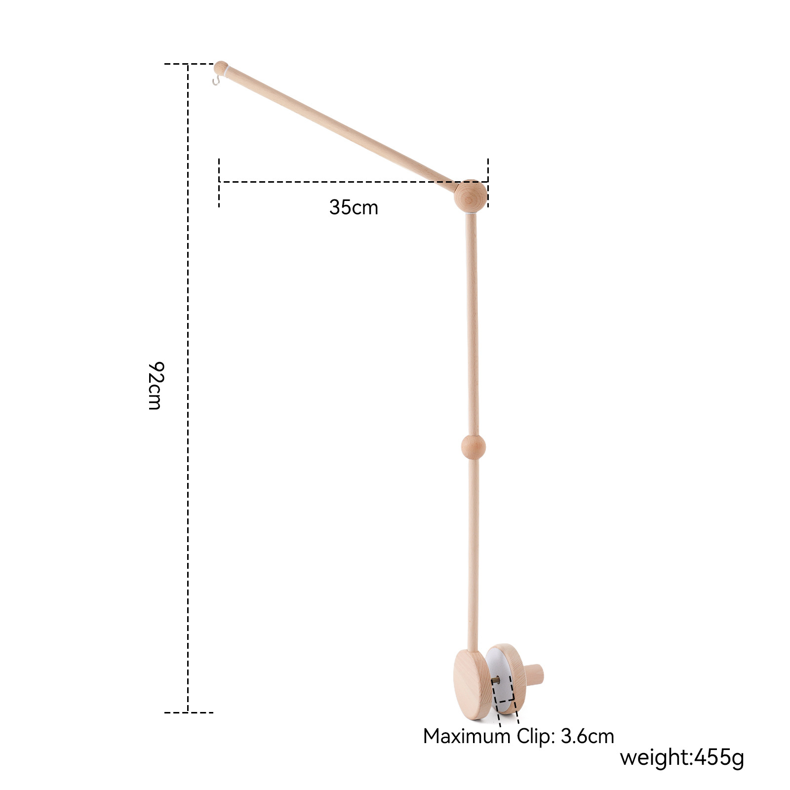 Picture of Amazon Wooden Baby Bed Bell Bracket Rotatable Baby Comforting Bracket Floor Hanging Wooden Bed Bell Toy