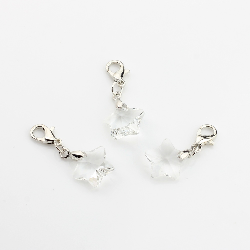 Picture of Crystal bead five-pointed star hanging lobster clasp pendant handmade children's student pencil star Small pendant ornaments