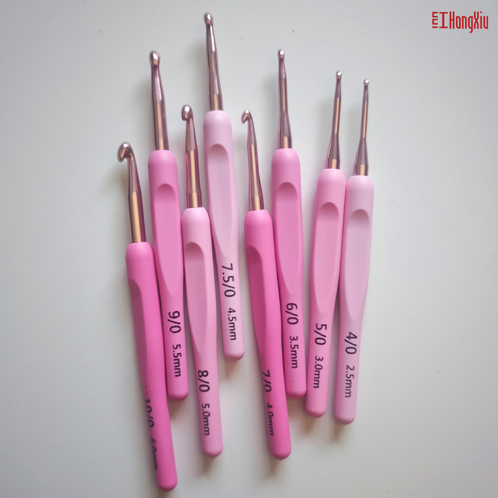 Picture of Cross-border Japanese cute soft handle PU hook bag set of wool knitting tool material pink handle crochet suit