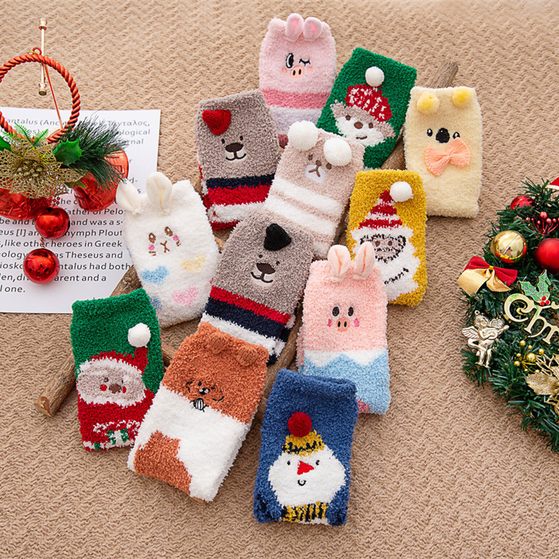 Picture of Japanese Style Three-Dimensional Cartoon Floor Socks Sleep Socks Coral Fleece Socks Women's Winter Towel Socks Thickened Warm Plush