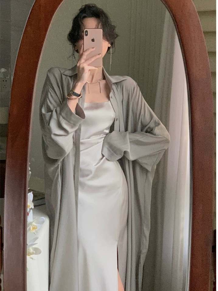 Picture of Summer Mid-length plus size Sunscreen Shirt Jacket Thin Lazy Loose Elegant High-end Long Sleeve Outer Cardigan