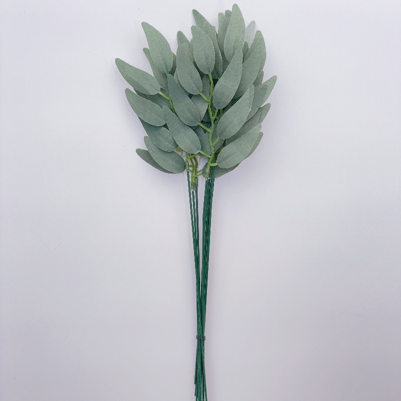 Picture of Amazon Cross-Border Artificial Flower Artificial Eucalyptus Leaf Stem Short Silver Dollar Branch Decorative Leaf Simulated Green Plant Plastic Leaf