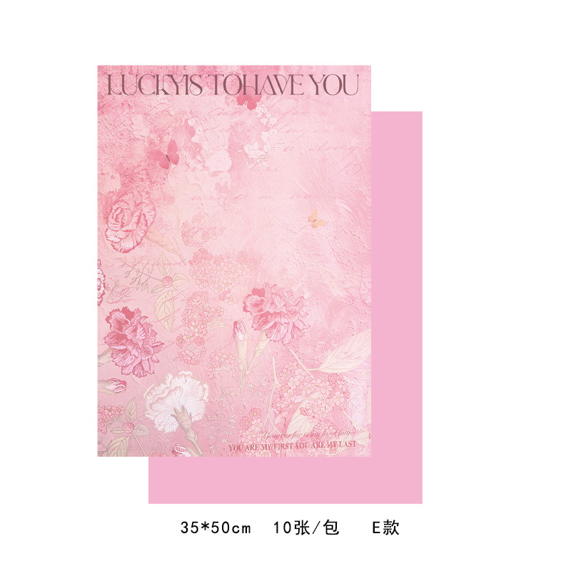 Picture of Ximeng Garden oil painting wrapping paper purple double-sided printing high-grade flower bouquet wrapping paper manufacturers wholesale