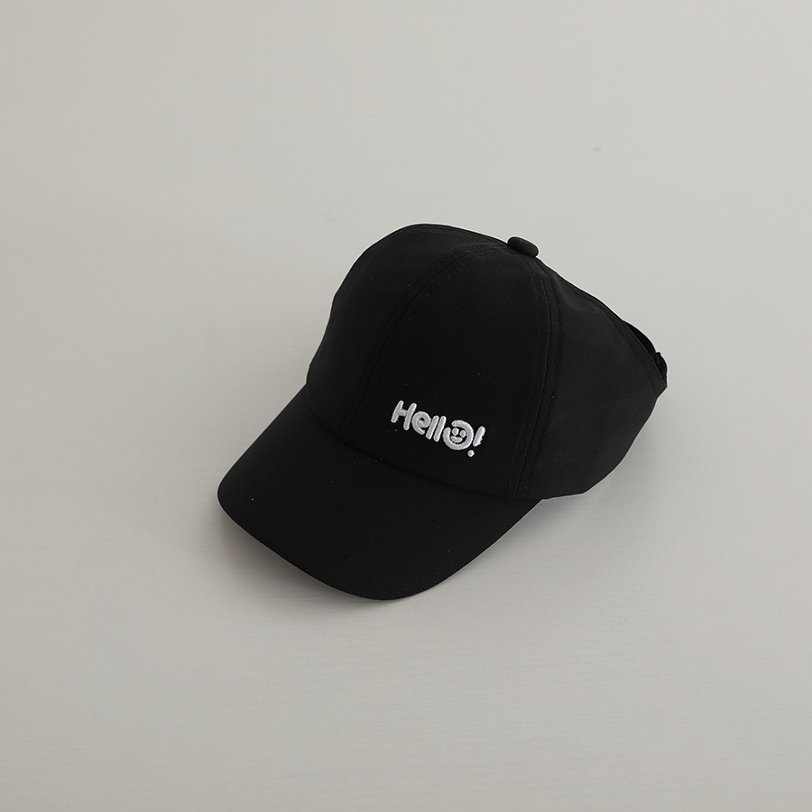 Picture of Embroidered Baby Hat Summer Thin Big Brim Sunshade Sun Protection Pony Tail Half-Hallot Cap Girls Baseball Cap