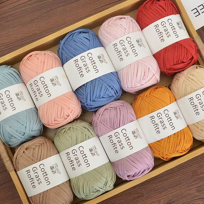 Picture of Pure Cotton Straw Raffia Cotton Straw Thread Weaving Material Summer Straw Hat Thread DIY Hand-Woven Crochet Bag Thread