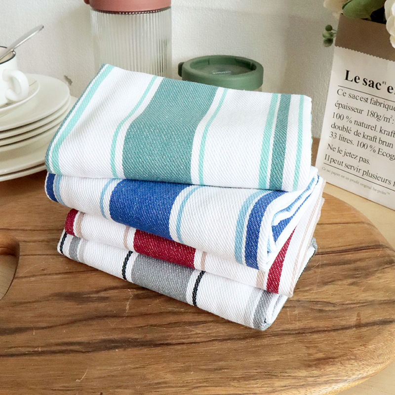 Yarn-dyed striped tea towel cotton material home kitchen napkin cloth cross-border supply support labeling generation