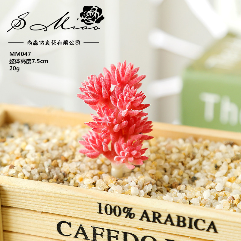 Picture of 006 Flocked Red Series Succulents Creative DIY Supplies Accessories Factory Direct Supply Wholesale Artificial Green