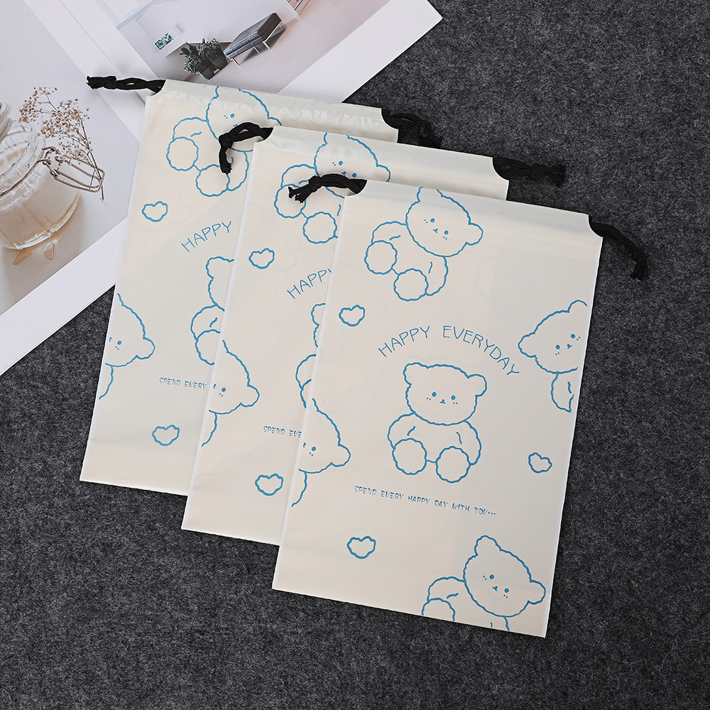 New Cartoon Bear Drawstring Flap Pocket Pants Underwear Socks Bottoming Packaging Storage Bag Pe Drawstring Bag Spot Wholesale