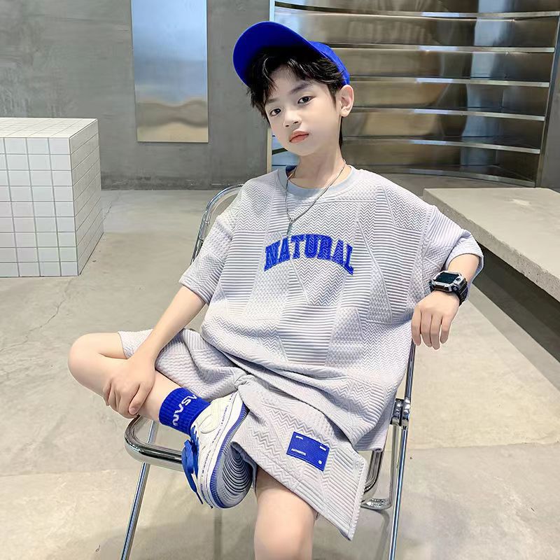 Boys' Summer Clothes suit 2024 New Style Middle and Large Children's Summer Thin Casual Handsome Boys Clothes Sports Fashion