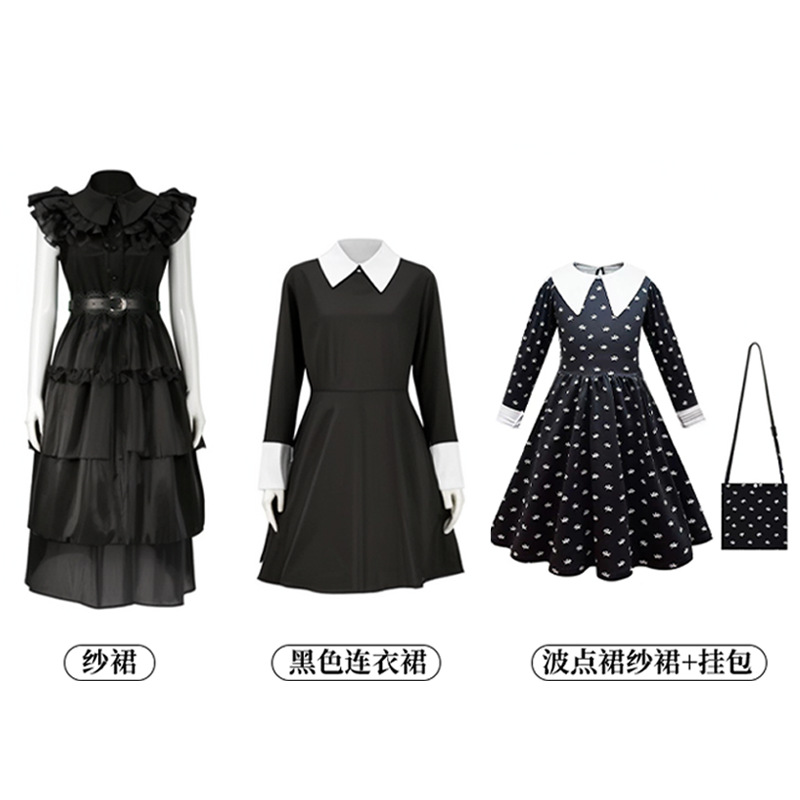 Picture of Adams cos clothing gauze dress Wednesday Adams black gauze dress Adams cosplay clothing