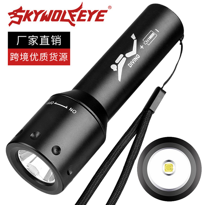 Cross-border new strong light long-range T6 diving Flashlight LED outdoor diving photography lighting waterproof flashlight