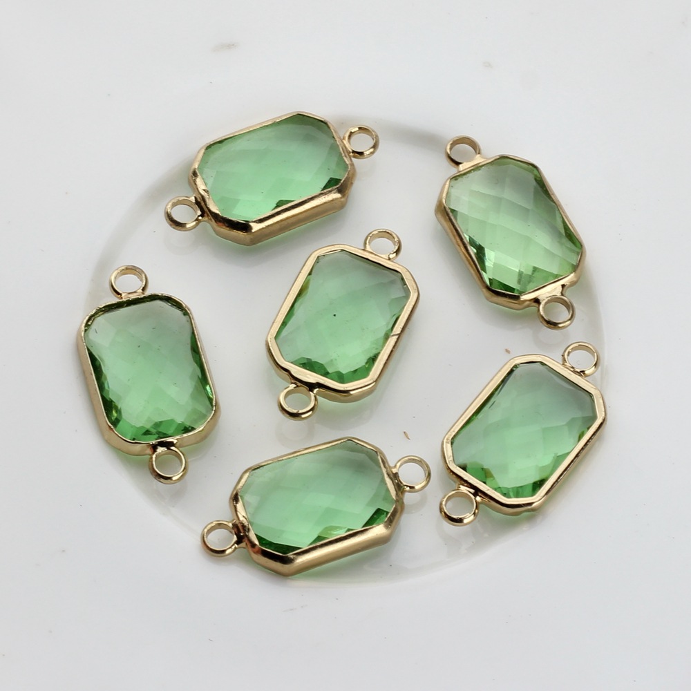 Picture of Copper-covered rectangular crystal cut double pendant small pendant production pendant earring accessories material wholesale