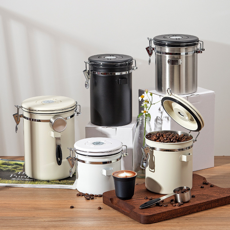 Kawashima house same coffee bean storage tank one-way exhaust coffee powder sealed tank storage tank storage bean storage jar