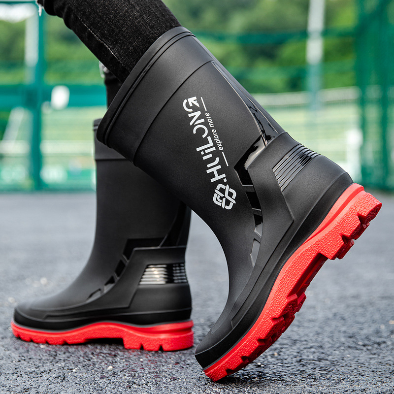 Cross-border Rain Boots Fashion Men's Waterproof Shoes Summer Non-slip Rain Boots Adult Middle Tube Rubber Shoes Kitchen Work Special Shoes