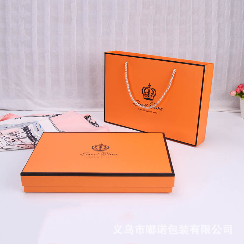 Orange T-shirt scarf packaging gift box wholesale shirt clothes gift box portable heaven and earth cover scarf carton