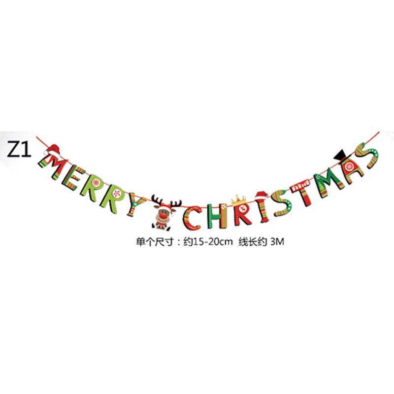 Picture of Christmas Decorations Christmas Pull Flag Hanging Flag Holiday Banner Party Decoration Paper Cartoon Christmas Pull Flower String Flag