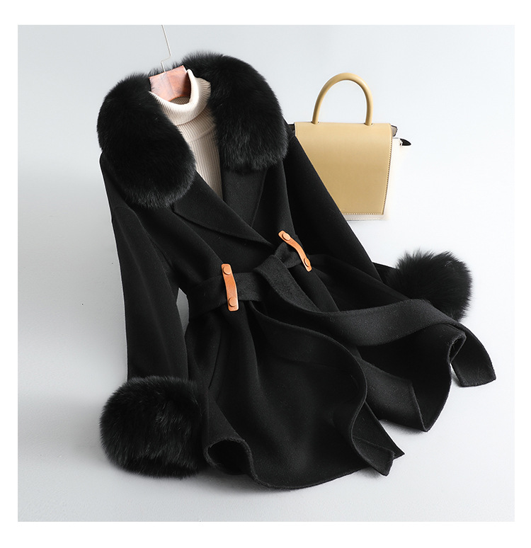 Picture of 2025 New Autumn and Winter Fox Fur Collar Gao Rui Double-Sided Cashmere Outwear Women's Mid-Length Wool Double-Sided Woolen Outwear