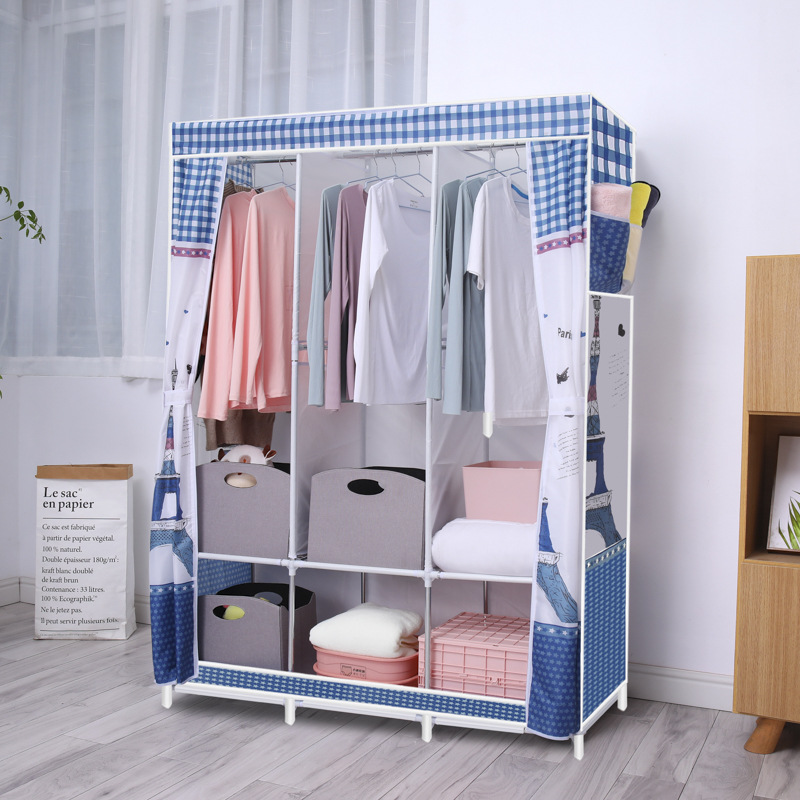 Simple Wardrobe Waterproof Oxford Cloth Storage Wardrobe Fully Enclosed Wardrobe Foldableing Storage Fabric Wardrobe Home Storage Cabinet