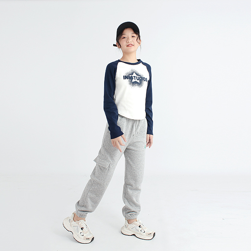 Picture of Spring and autumn Korean version of the new girls long sleeve T-shirt big children's Joker short warm jacket children's base shirt wholesale