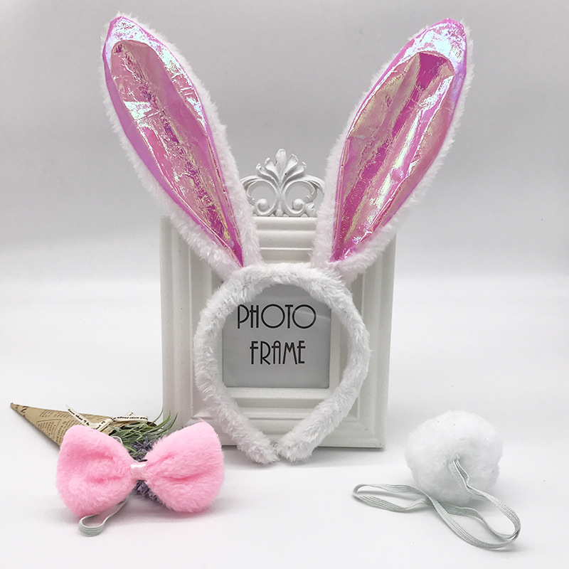 Picture of Cross-border Easter Plush Sequin Rabbit Headband Three-piece Set Ears Headband Bow Ties Children's Festival Performance Road