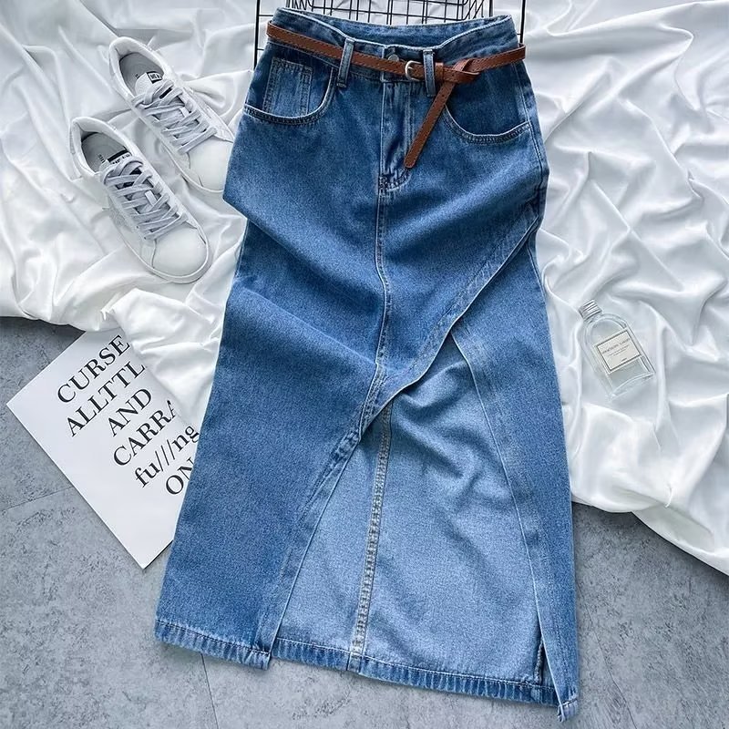 Design Sense Niche Spice Girl Split Skirt Women's Summer Wear 2022 New High Waist Slim Hip Denim Skirt
