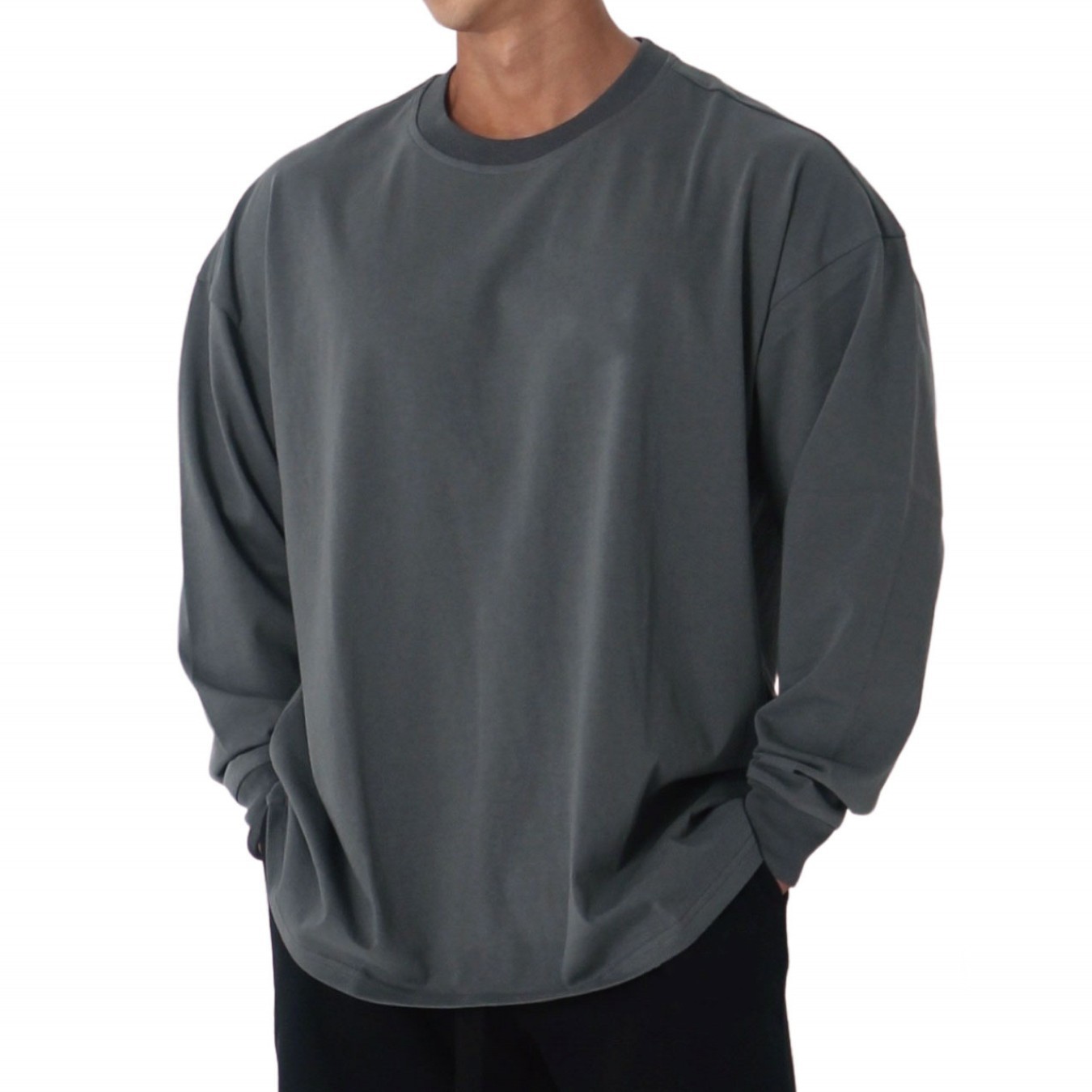Muscular Men's Trendy Brand Loose Fitness Clothes Casual Training Sportswear Long-sleeved T-shirt Pullover Sweater Thin Men's