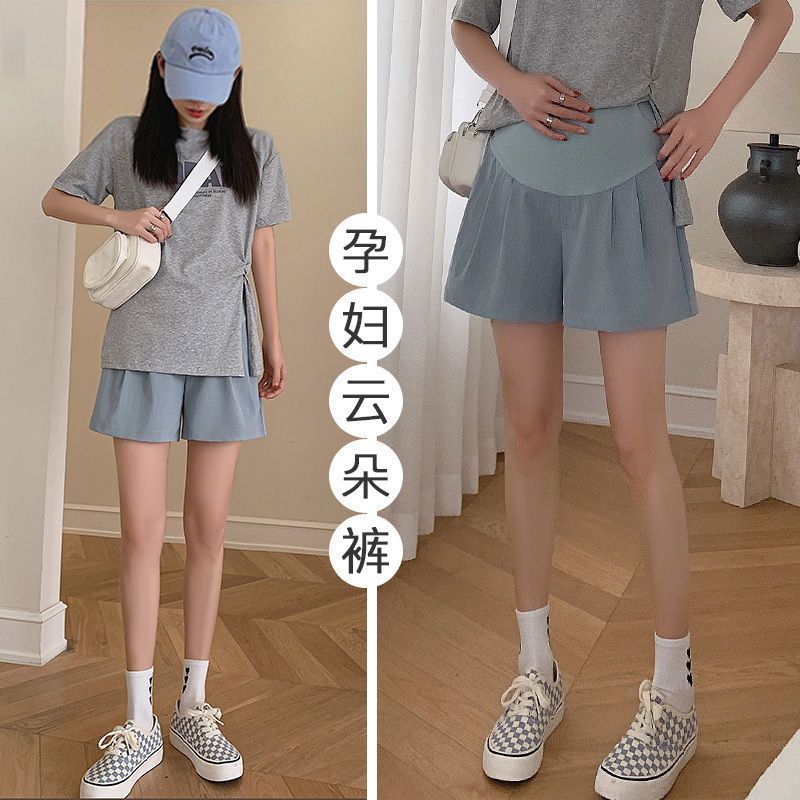 Pregnant Women's Shorts Women's Large Size Summer Thin Pregnant Women's Pants for Outer Wear Fashion Safety Pants Leggings Pregnant Women's Summer Dress