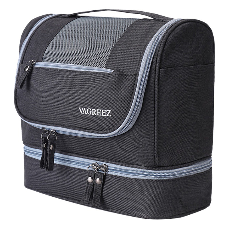 Cross-border New Portable Cosmetic Bag Travel Double-layer Large Capacity Men's Dry and Wet Separate Storage Bag Hanging Wash Bag