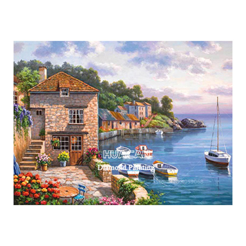 Picture of 5d diamond painting 2021 new full diamond back garden living room handmade crystal dot stick diamond brick sticker cross stitch