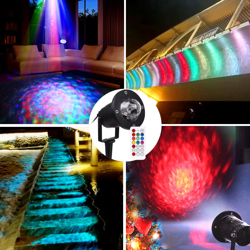 Stage lighting outdoor waterproof LED lawn water pattern lamp laser snow Christmas flame ocean colorful projection lamp