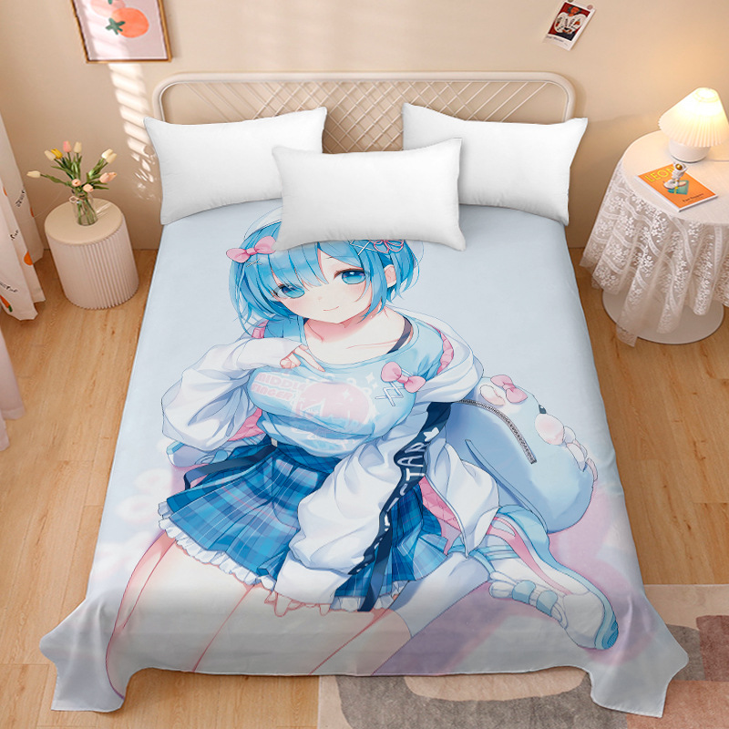 Picture of Anime Two-Dimensional Anime Rem Picture Gentleman 3D Beauty Bed Bed Sheets Single Piece Student Dormitory 1.9m