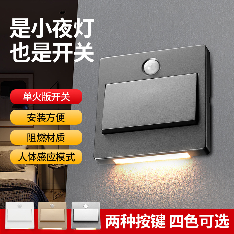 Multifunctional Human Body Sensor Night Light Smart Panel Switch Infrared Sensor Home Emergency Light 86 Switch Night Light