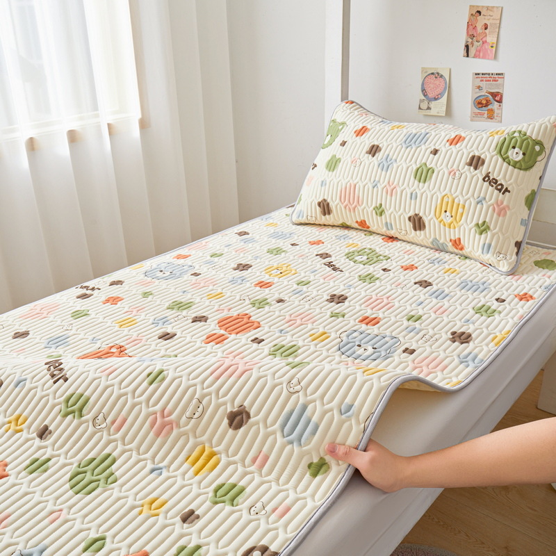 Picture of Class A latex mat three-piece set summer ice silk bed sheet bed hat foldable non-slip cooling soft mat air-conditioning mat