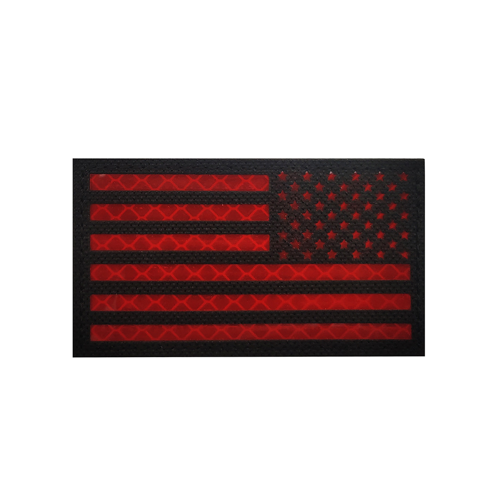 Picture of Haike Outdoor Infrared Reflection US Flag Velcro Laser Cutting Red and Blue Line Stars and Stripes Flag Bag with Stamps M00004