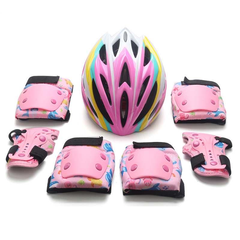 Children's Roller Skating Protective Gear Speed Skating Riding Helmet Set Balance Bicycle Skateboard Skating Knee Protective Equipment
