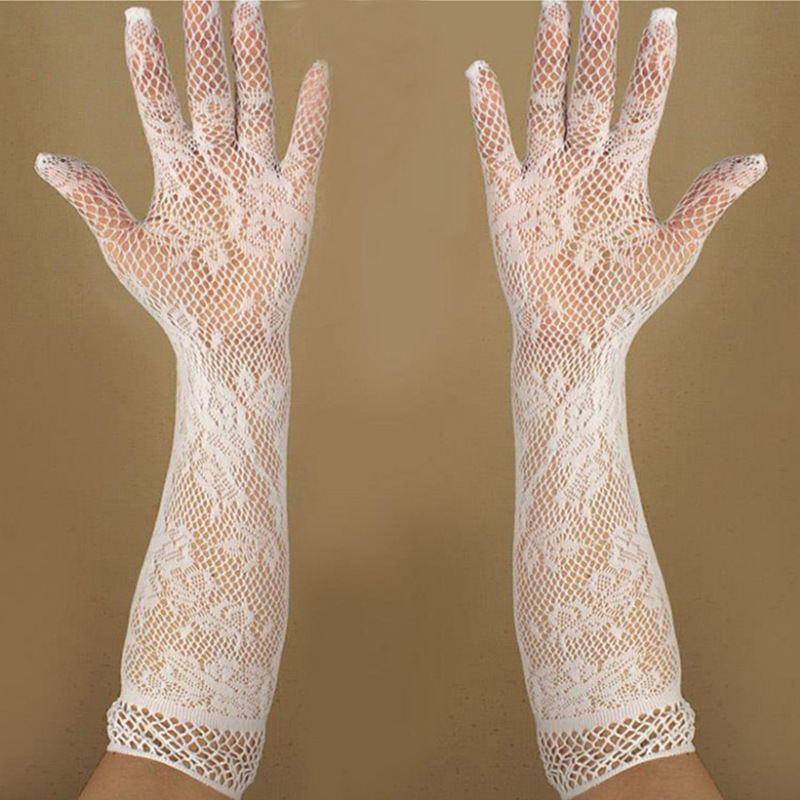 Picture of Sexy lingerie accessories transparent lace hollow high elastic gloves lace mesh gloves long generation hair 5045