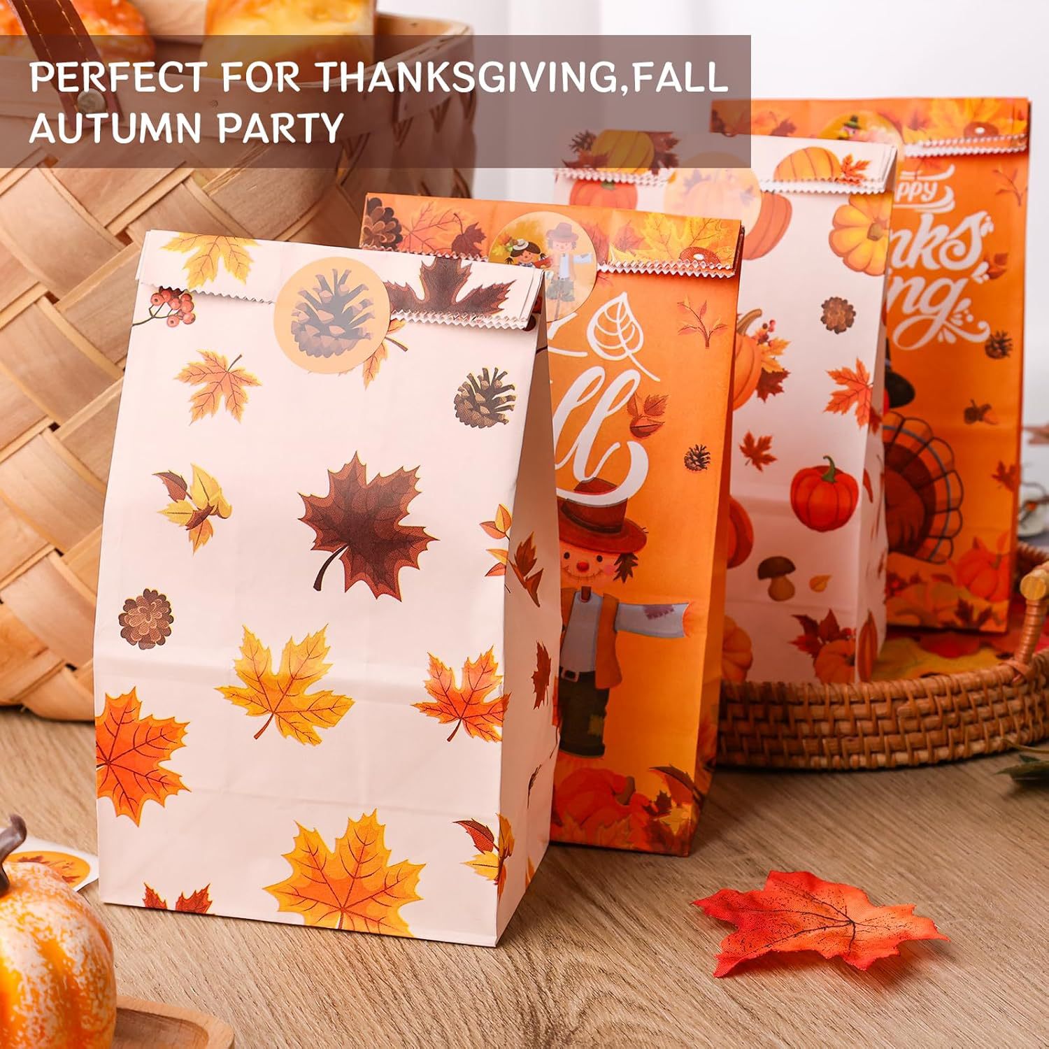 Thanksgiving 4 color 54 net red cross-border food packaging wholesale kraft paper bag gift bag gift bag square bottom bag