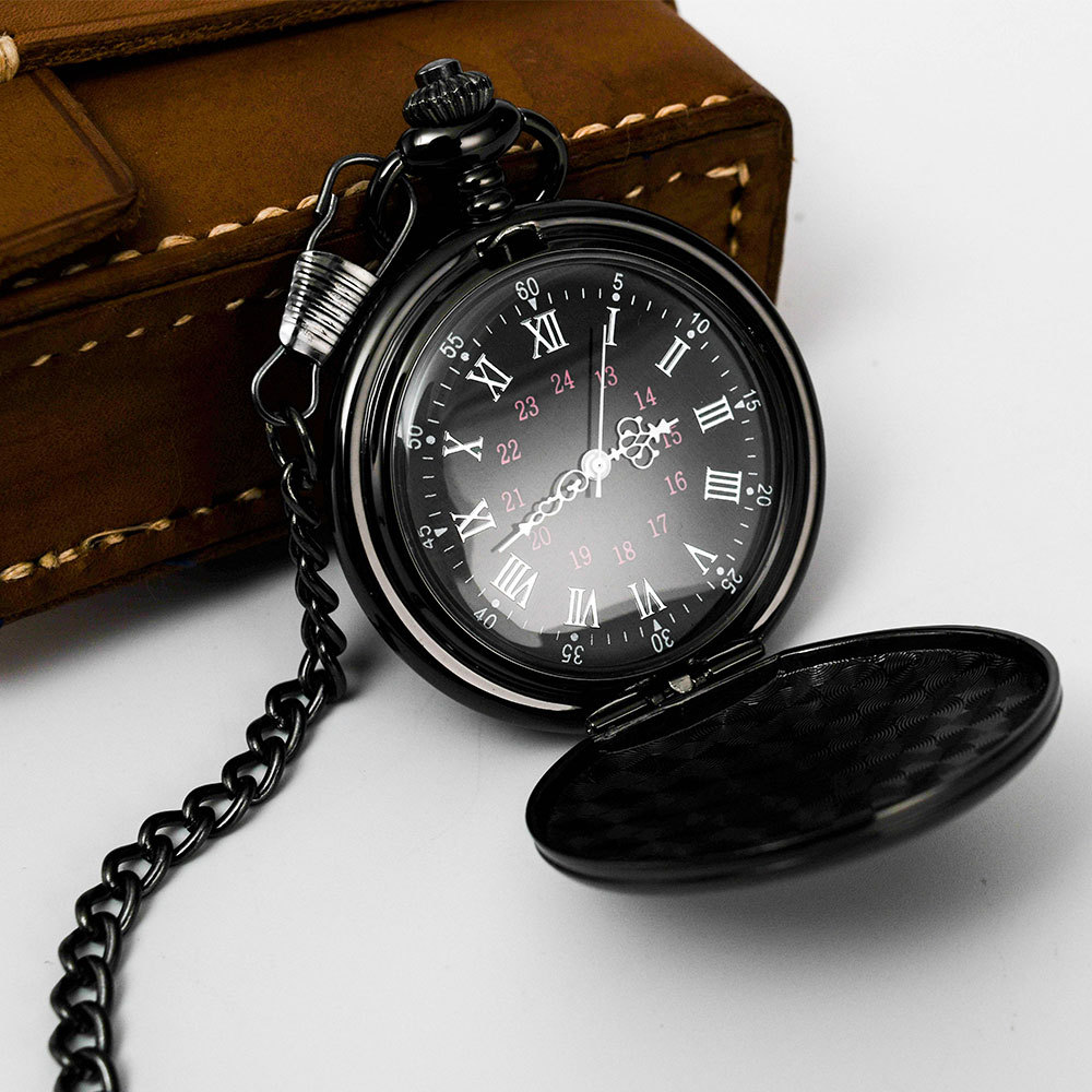 Picture of Pocket watch glossy laser logo lettering retro flip two-sided light quartz pocket watch Boshia leisure pocket watch wholesale