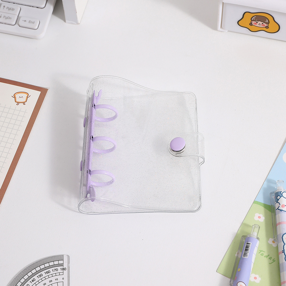 Picture of ins Korean version of shiny transparent hand Ledger PVC three-hole mini binder student Girl star chasing album book