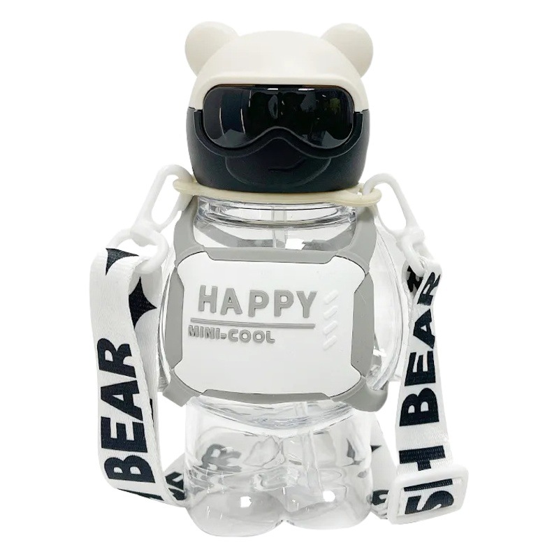 Bear Plastic Water Cup, Good-Looking and Cute Children's Straw Cup, Boy's Trendy, Fashionable, Large-Capacity Portable Water Cup