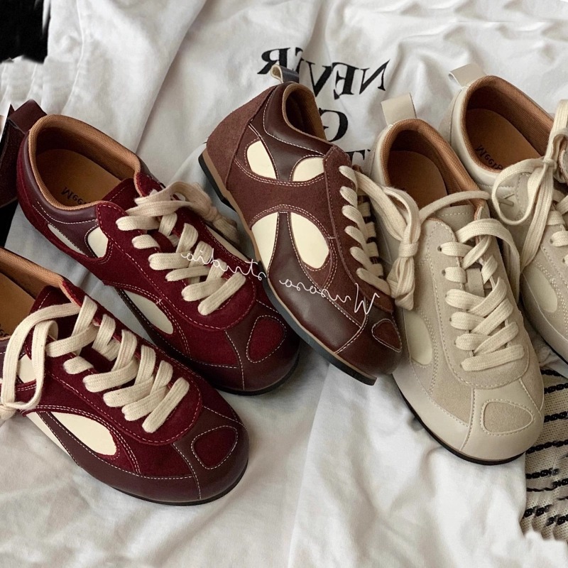 Garoya 2024 Autumn New Thin Sole German Training Shoes Ins Korean Style Flat Shoes Round Toe Casual Shoes Women's Trendy