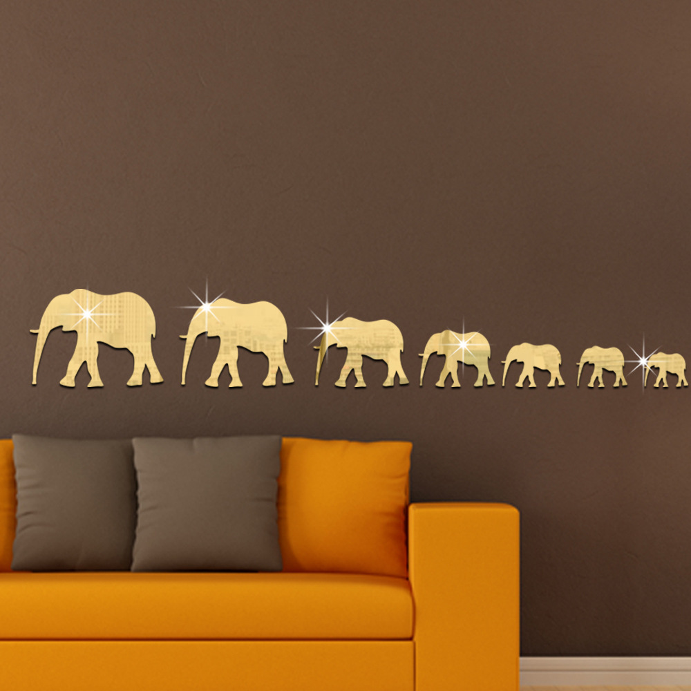 Amazon Explosions Elephant Baby Mirror Wall Stickers Living Room Bedroom Home Decoration Acrylic Mirror Sticker 361073
